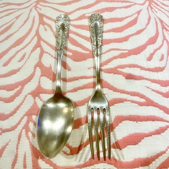 O11-Antique Silverplate PORTLAND Pattern Fork & Spoon Set 1847 Rogers Bros. A1 - Picture 1 of 9